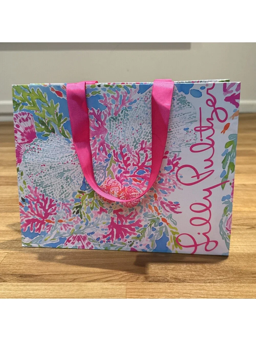 Lilly Pulitzer  CORAL PRINT Paper Gift Bag 11in x 8in
